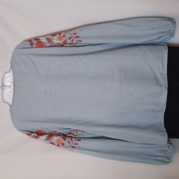 Sundance Sumina Top Light Blue With Floral Embroidery. Size S. - Picture 8 of 12